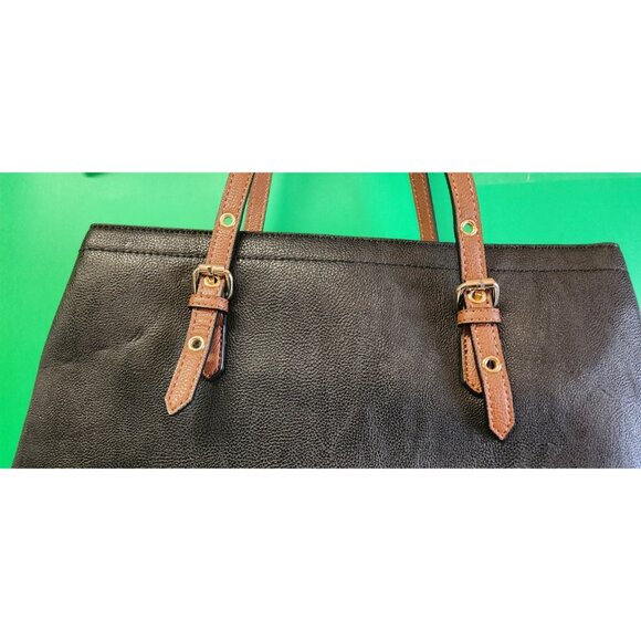 Women's Calvin Klein Handbag Pebbled Black & White Lily Tote Bag - Picture 5 of 9